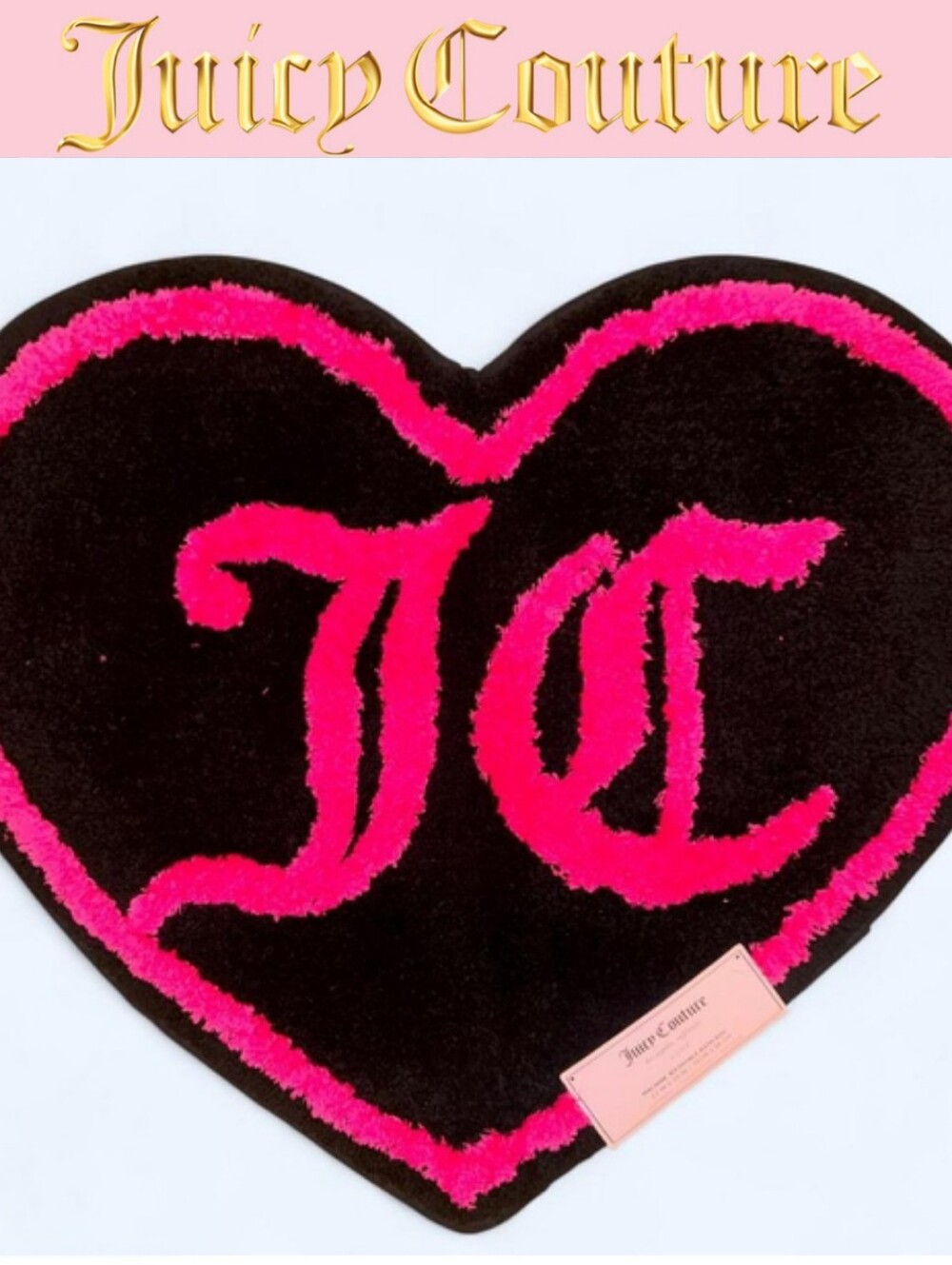 Juicy Couture Home JC Logo Heart-Shaped Machine Washable Bath Rug